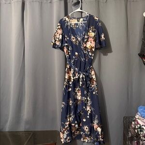 SHEIN Navy Floral Maxi Dress